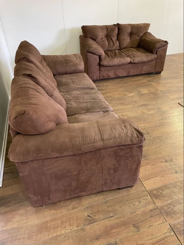 Brown Couch and Loveseat