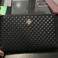 Tory Burch Black Leather Wallet Wristlet 