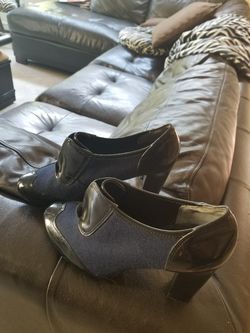 Tory Burch black pattern and navy bootie -size 7- New- retail for $425