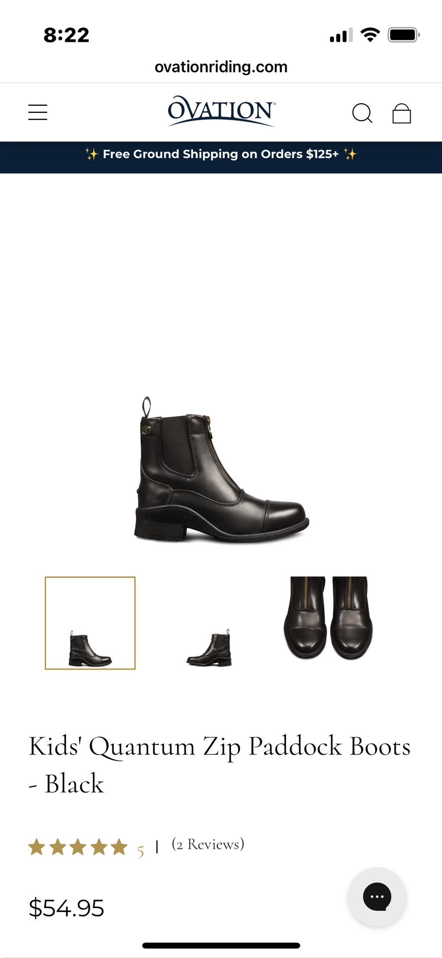 Kids' Quantum Zip Paddock Boots - Black Size 3