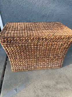 Weaved organizer with handle - 25 inches wide / 15 3/4 deep/. 17 inches high