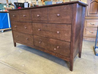 Chocolate Brown 6 Drawer Lowboy Dresser with Wooden Pulls