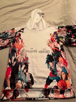 Anime jacket the villains the heros pullover hoodie with pockets / kids large