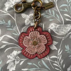 Coach Tea Rose Willow Flower Leather Purse Charm