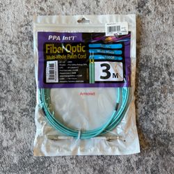 LC to LC OM4 Armored Fiber Optic Cable 3M, Duplex Multimode