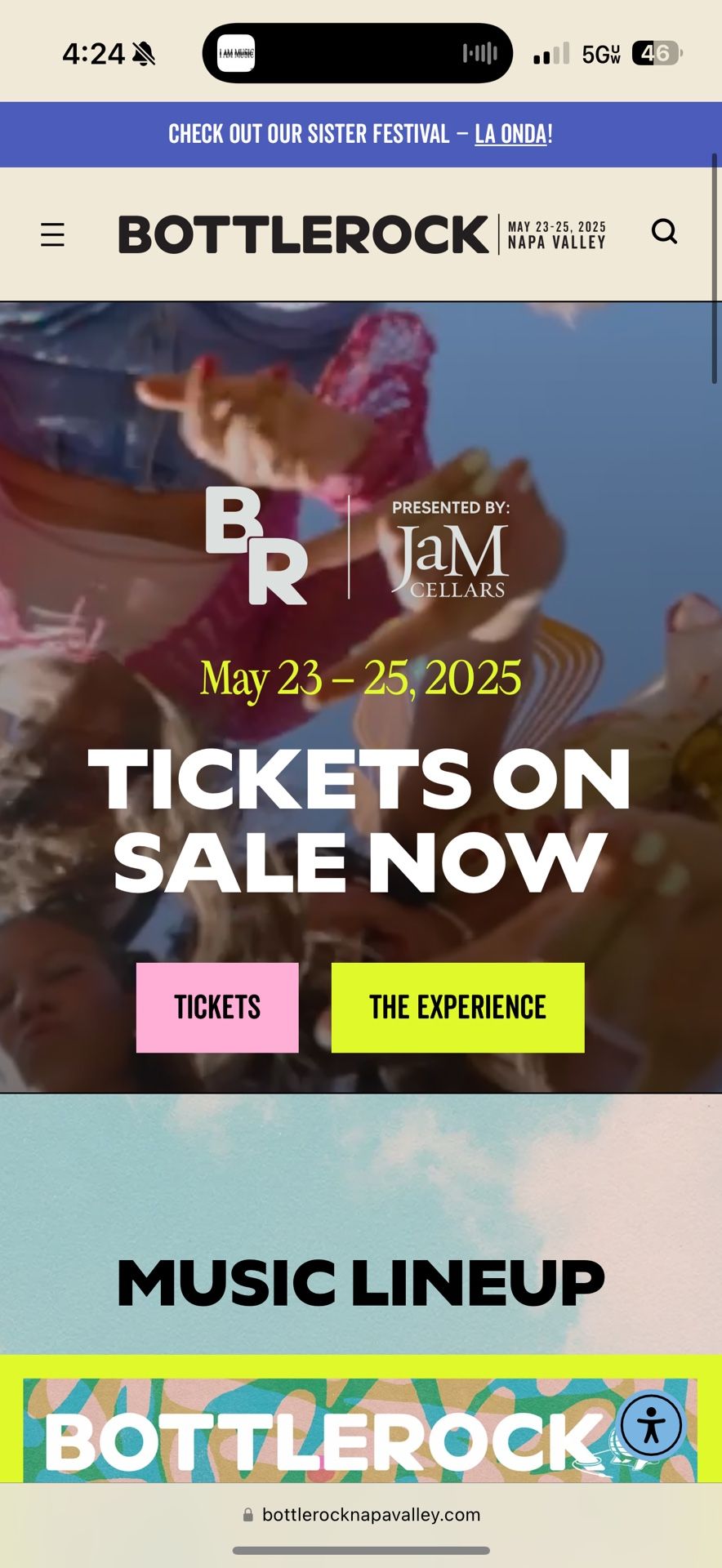 2025 BOTTLEROCK TICKET