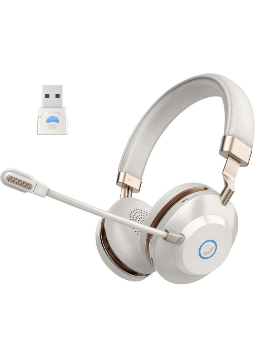 Upgraded version) Bluetooth Headset, Wireless Headset with AI Noise Canceling Microphone &