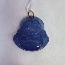 14K Gold Blue Carved Buddha 