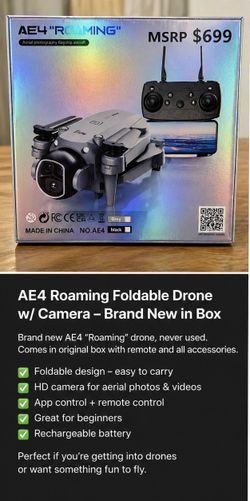 AE4 Roaming Foldable Drone w/ Camera – Brand New in box