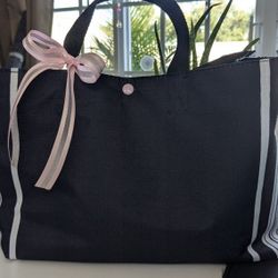 Handmade Tote Bag With Pink Snap Closure 