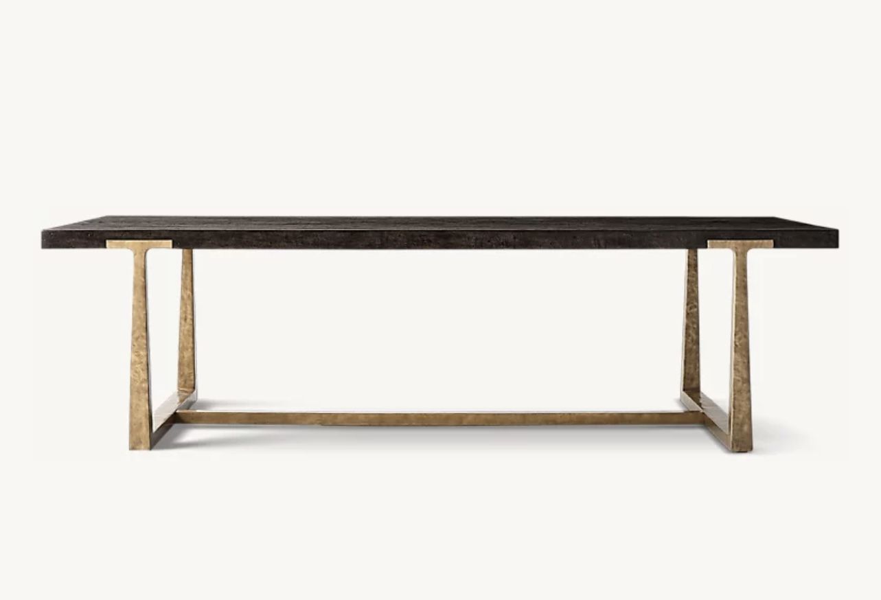 RESTORATION HARDWARE STUNNING T-BRACE RECTANGULAR EXTENSION DINING TABLE