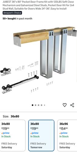 JUBEST 36" x 80" Pocket Door Frame Kit with Soft Close - Brand New  in Box