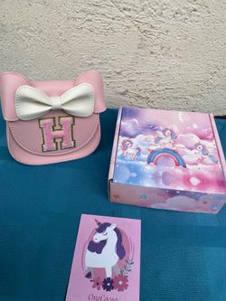 Pink Little Girls Crossbody purse with the letter H