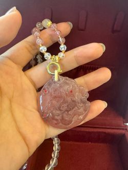 Natural Crystal Nine-Tailed Fox Pendant Necklace - New/Gift Idea