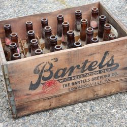 Vintage Wooden Bartels Brewing Beer Crate  1940s-50s with Empty Bottles 