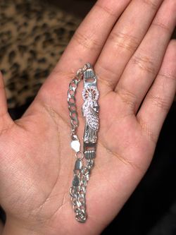 Silver San Judas Bracelet with Stones