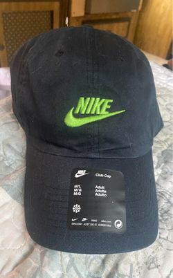 Nike Club Cap Adult Unisex Training Hat White Black, Green logo, New with tags.