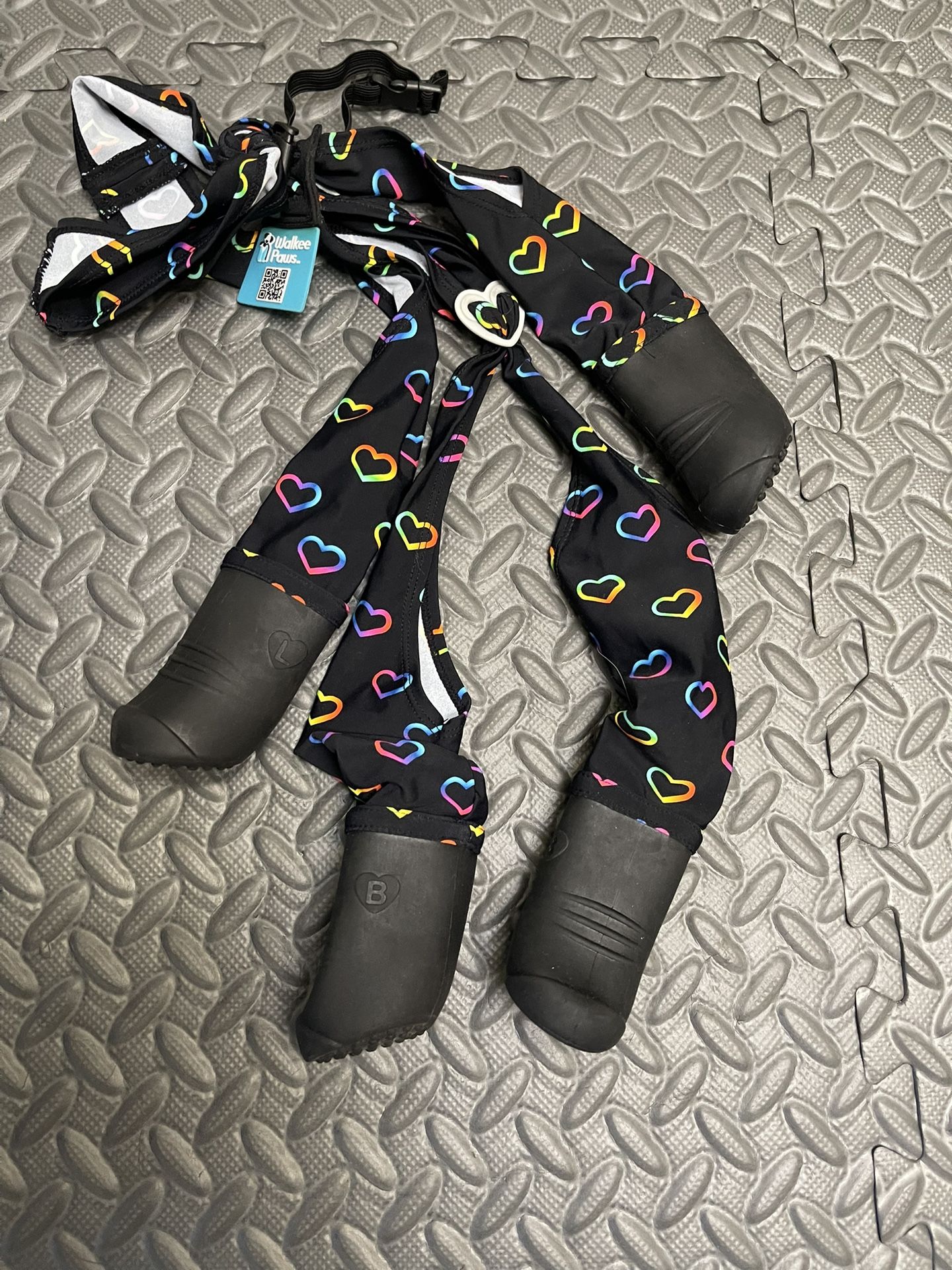 Walkee Paws Dog Suspender Boot Leggings Waterproof Booties (S-M) Hearts