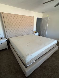 King Size Bed Frame w/ Memory Foam Mattress