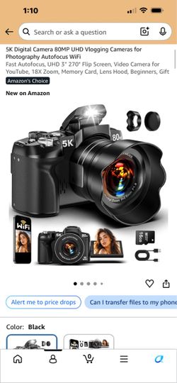 5K Digital Camera 80MP UHD Vlogging Cameras for Photography Autofocus WiFi