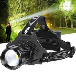 LED Headlamp Rechargeable, Upgraded 30W Super Bright Head Lamp100000 High Lumen with 6 Modes