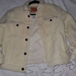 Little Girls Levi's All Over Sherpa Trucker Jackets Size 8 8-10 Coat Jacket Chamara De Nina Nueva  Tamanio 8