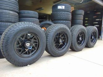 New 17X9 Black Gear Off Road Rims LT 265 70 17 Kumho A/T Tires 8X6.5 0MM Offset