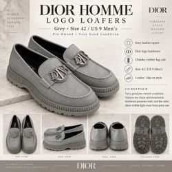 Dior Homme Logo Loafers Grey Size 9