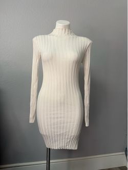 Forever 21 Cream Ribbed Sweater Dress Small
