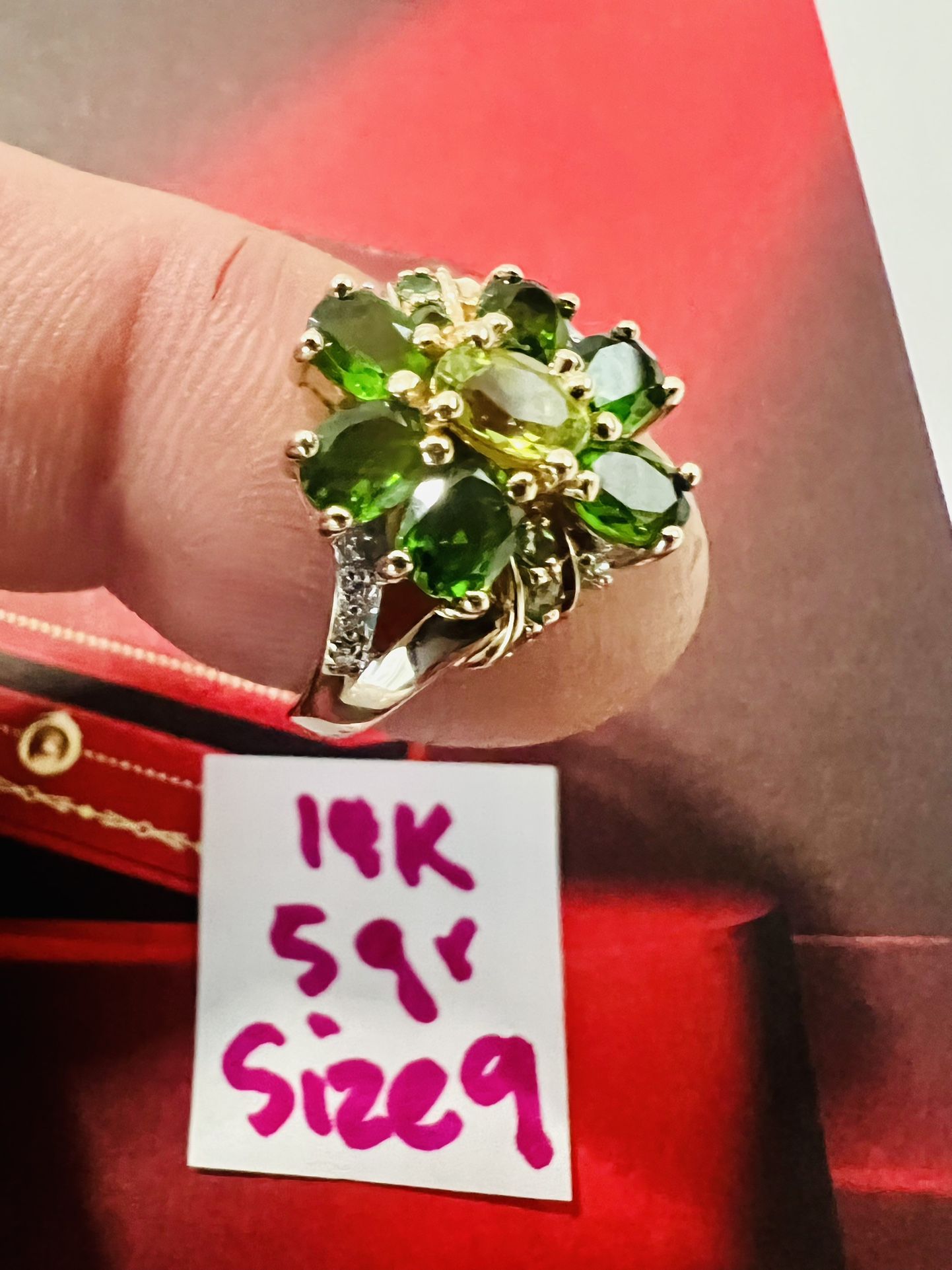 14K Solid Gold Wedding Ring Lemon Citrine and Diamonds π Stones 5Gr Size 9