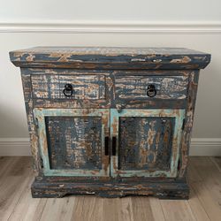 Rustic Distressed Wood Cabinet with Drawers