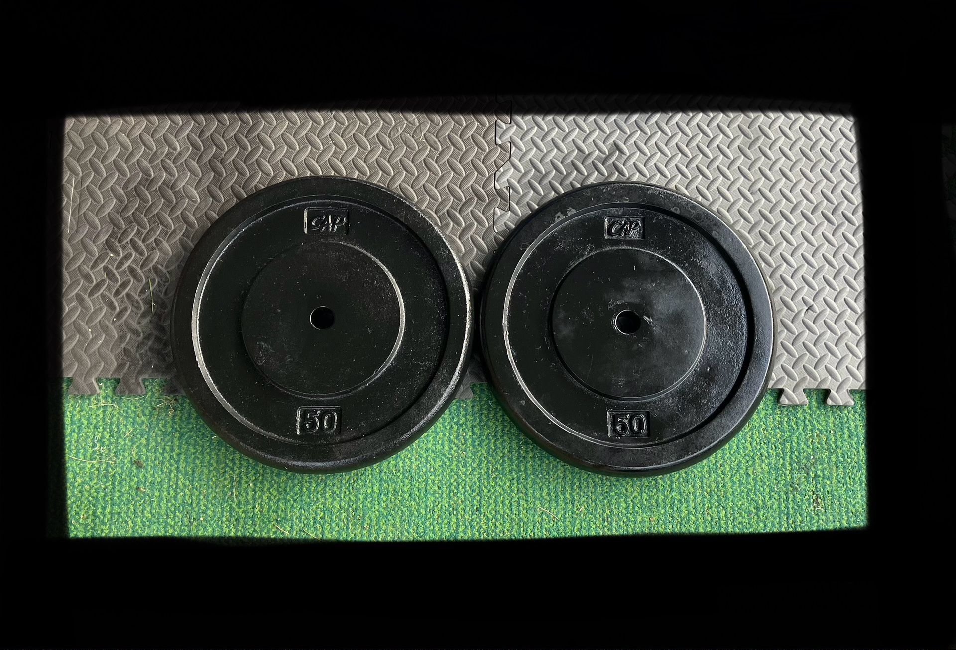 Standard 1" 50 lb weight plate set 100 lbs total weights 50lb 50lbs Cast Iron plates CAP brand