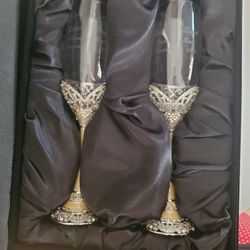 Things Remembered toast glasses and Cake Servers