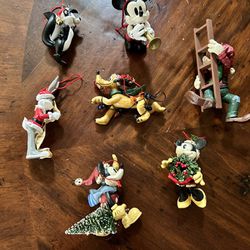 Vintage Disney Minnie Mickey Goofy Pepe Pluto Christmas Tree Ornaments