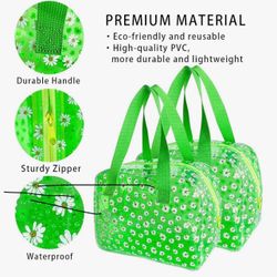 Beautiful PVC purse  green with white little daisies brand new item