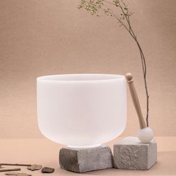 Crystal Singing Bowl – 8” F Note 432Hz, Includes Mallet & O-Ring – Excellent Condition