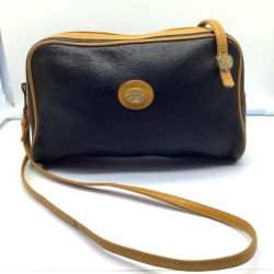 Vintage Gucci Plus Black Coated Leather Crossbody Bag 22" Strap