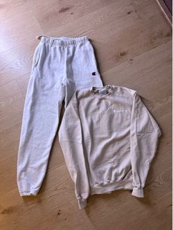 Champion Hoodie + Sweatpants Set – Size Small – Tan Hoodie / White Joggers