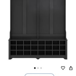 60" W Hall Tree Modern Coat Rack With 6 Metal Hooks Mudroom Bench 24 Shoe Cubbies For Hallway Entryway Living Room black One size