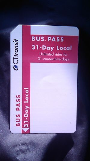 31day bus pass BRAND NEW!! TODAY ONLY!! HAVE TO MEET IN WATERBURY...