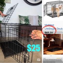 $25 Metal Pet Carry on Foldable Cage with 2 Doors 24”x21”x19” in great condition
