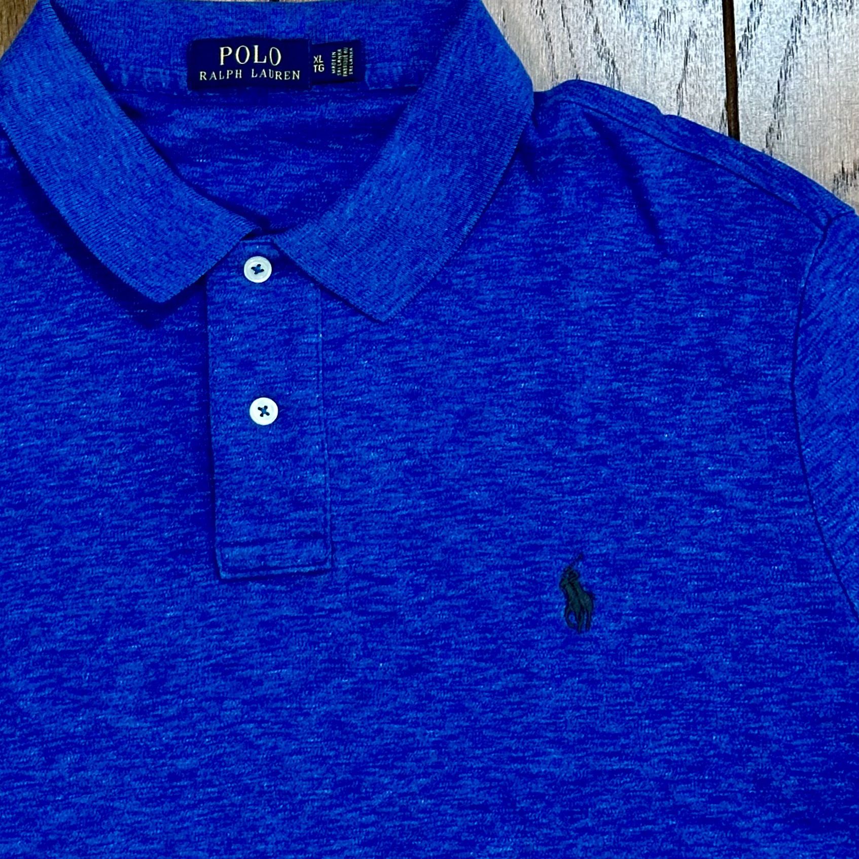 π BLUE Black Mens XLARGE Ralph Lauren POLO Short Sleeve Collared Collar Button Dress Work Shirt XL