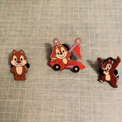 3 Disney Collectable Chip & Dale Pins
