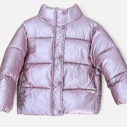 Metallic Pink Puffer Jacket