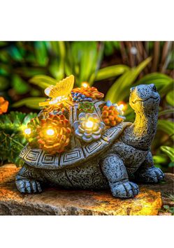 YDKOJGW Solar Garden Outdoor Statues with Succulent and 7 LED Lights