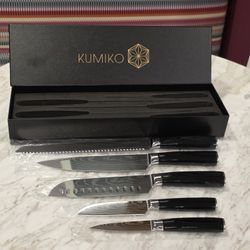 KUMIKO Kitchen Knives, 5-Piece Chef Knife Set, Ultra Sharp High Carbon Stainless Steel like Ninja