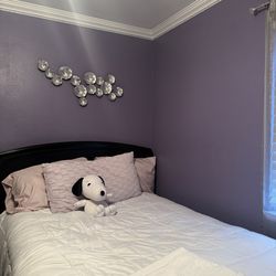 Black bed frame (full-size)  & 5-drawer dresser