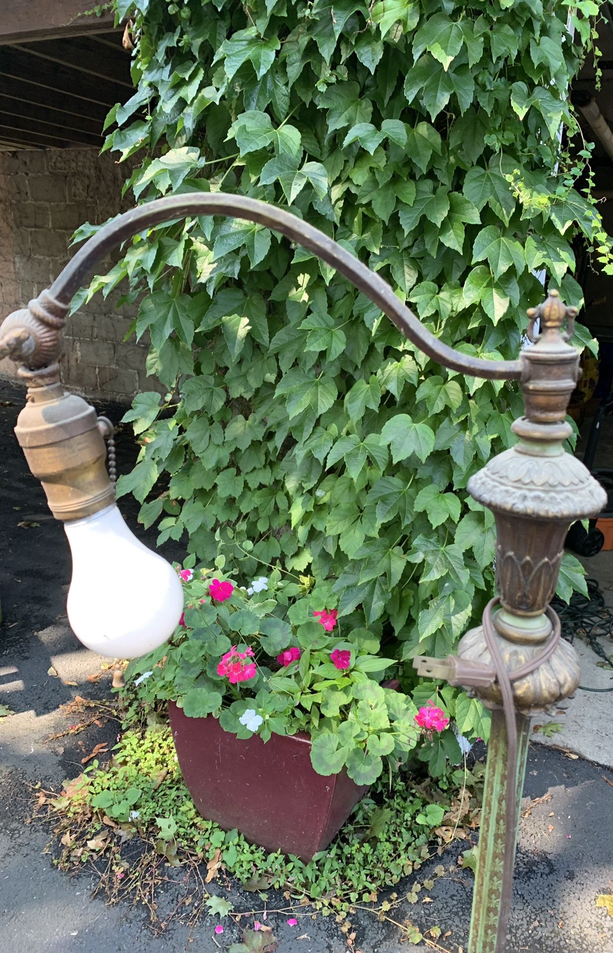 Antique/Vintage Brass And Metal Floor Reading Lamp