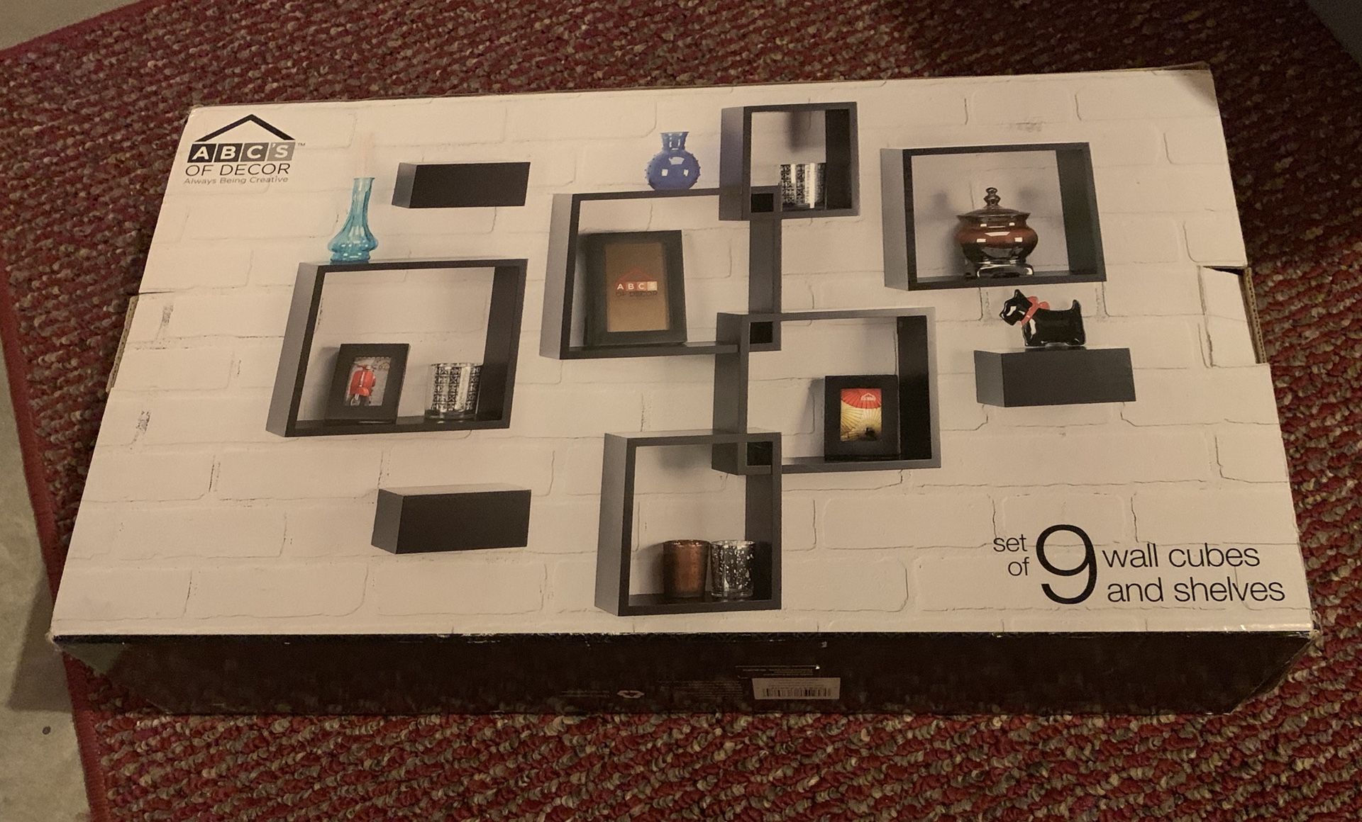 Wall mount cubes and shelves set of 9