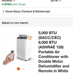 Portable Air Conditioner With Double Motor Dehumidifier